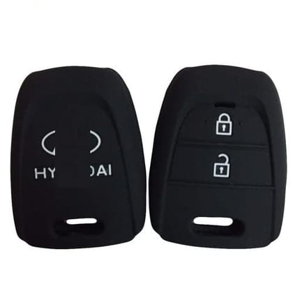 Car Silicone Rubber Key Cover/Silicone Key Guard for Hyndai Grand i.10 (Black)