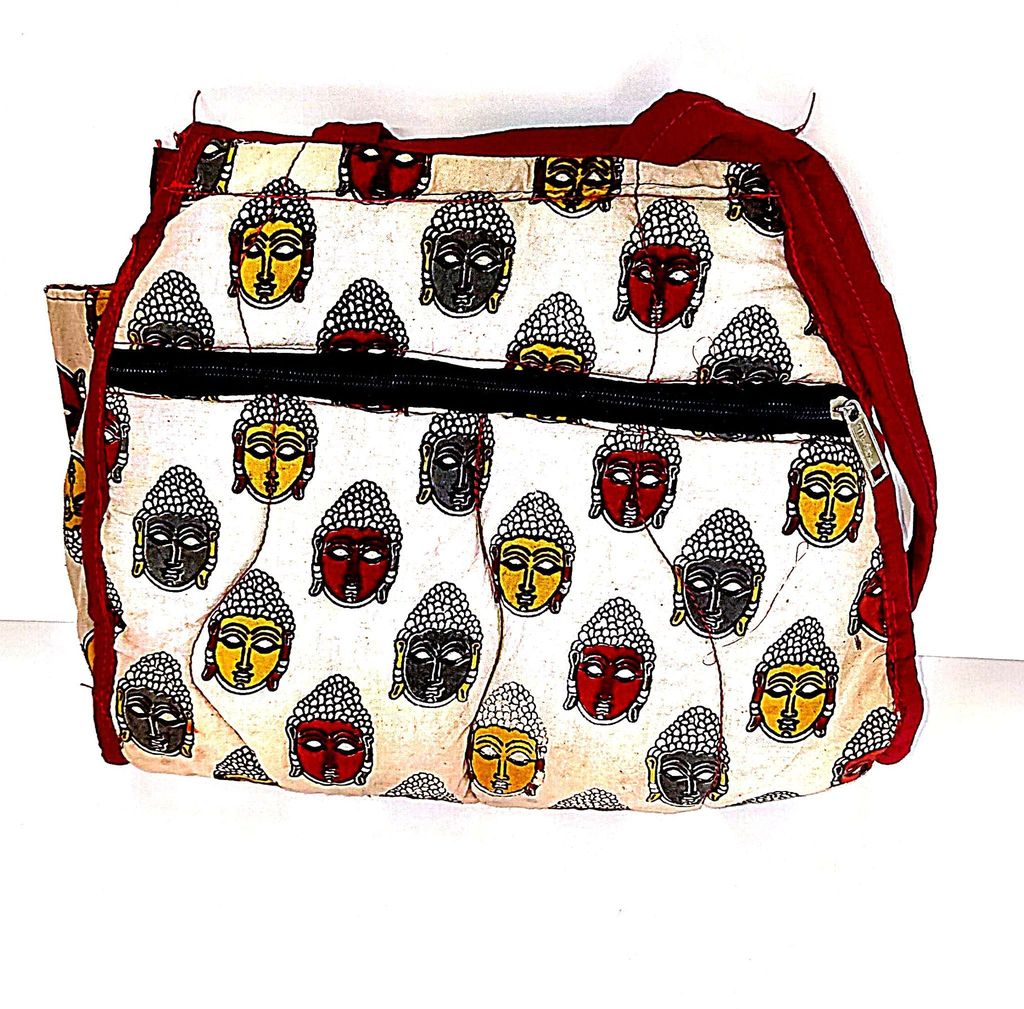 Handmade Buddha Print kalankari Cotton Shoulder Bag