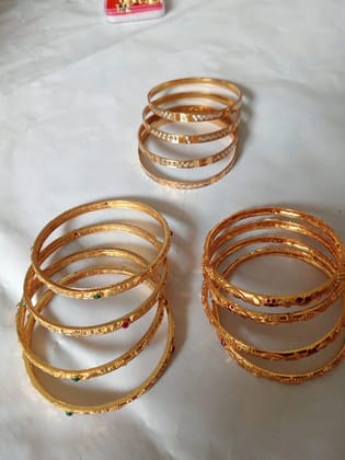 One Gramgold Plated Side Bangles Set
