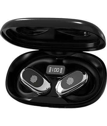 VEHOP S300 OWS Open Ear Wireless Earbuds with Display, ENC Mic for Crystal-Clear Calls, 60hr Playtime with Type-C Fast Charging, BT5.4 Gaming Bluetooth Earphones, Touch Control Sports Headphone.