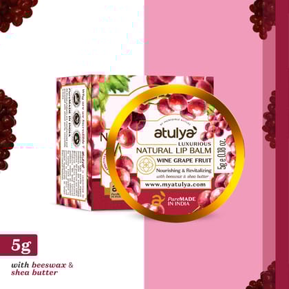 Atulya Wine Grape Fruit Natural Lip Balm | For Nourishing Lips - 5gm