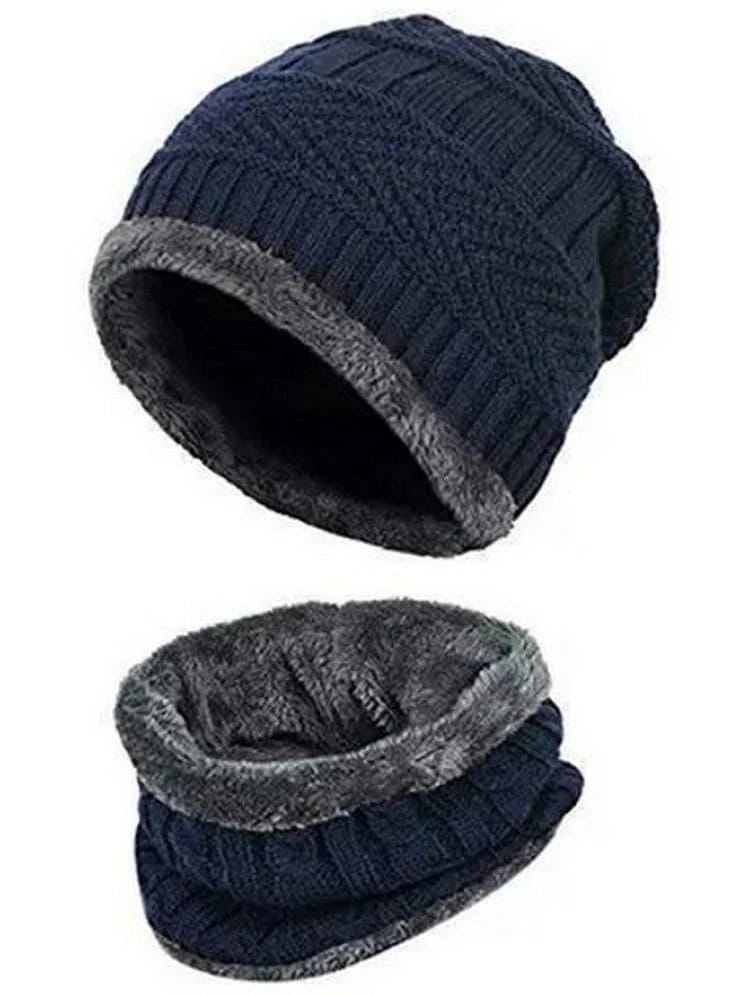 Infispace Blue Woollen Mens Cap ( Pack of 1 ) - Blue
