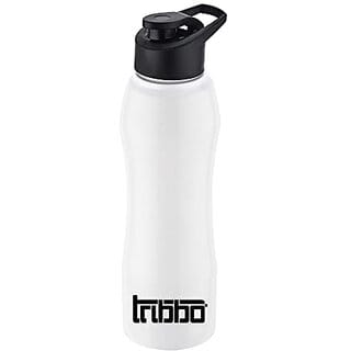 TRIBBO Stainless Steel Water Bottle 750 ML Water Bottles For Fridge School,Gym,Home,office,Boys   Girls Kids Leak Proof(WHITESIPPER CAP SET OF 1 750 MLMODEL-CURVE)