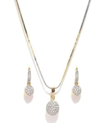 PUJVI - Silver Pendant set ( Pack of 1 )