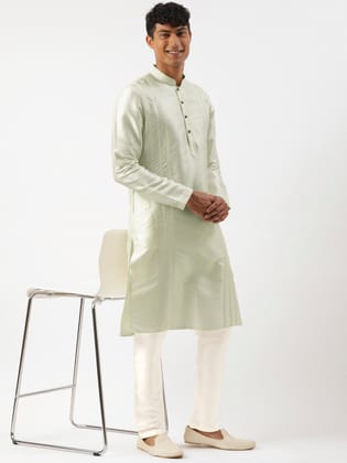 Light Green Embroidered Kurta Set-Made To Measure / Kurta Churidaar Set