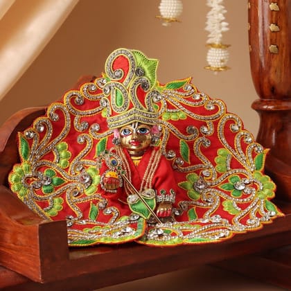 Madhuban Red Laddu Gopal Poshak & Shringar Set-With Shringar / 0 No.