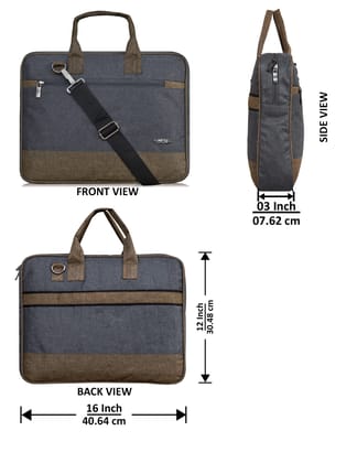 LOREM Grey & Khaki Color Faux Leather 10L Laptop Messenger Bag For Men & Women BG35