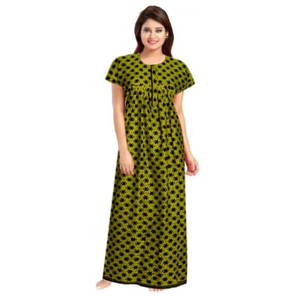 Women's Cotton Printed Maxi Nighty Size XL (Green)