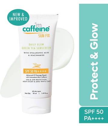 mCaffeine Daily Glow Green Tea Sunscreen SPF 50 PA++++ 50ml (Pack of 1)