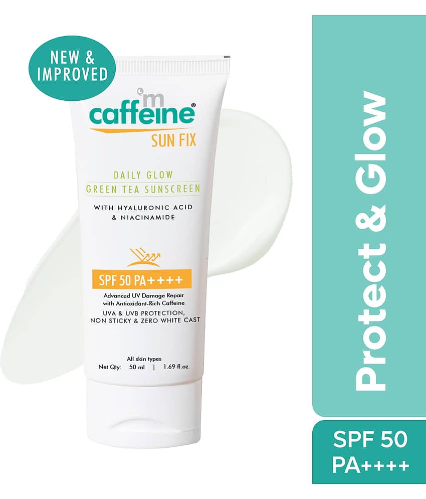 mCaffeine Daily Glow Green Tea Sunscreen SPF 50 PA++++ 50ml (Pack of 1)