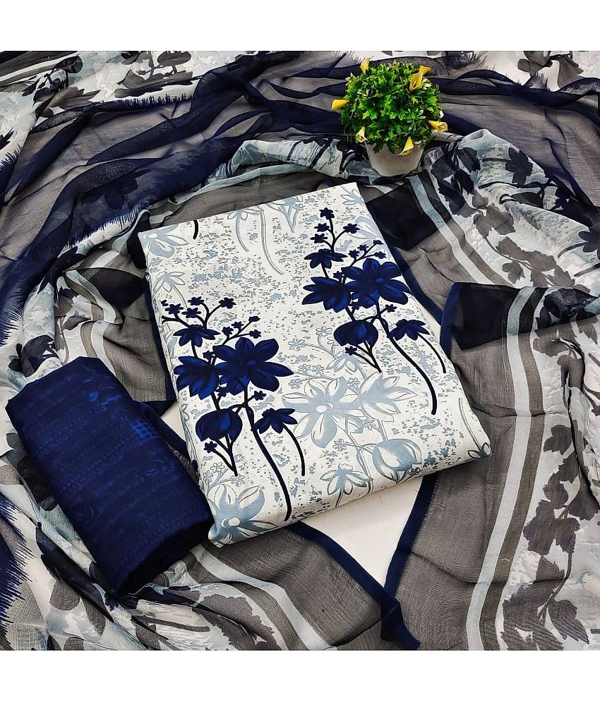 Kashvi Unstitched Crepe Printed Dress Material - Cream ( Pack of 1 )