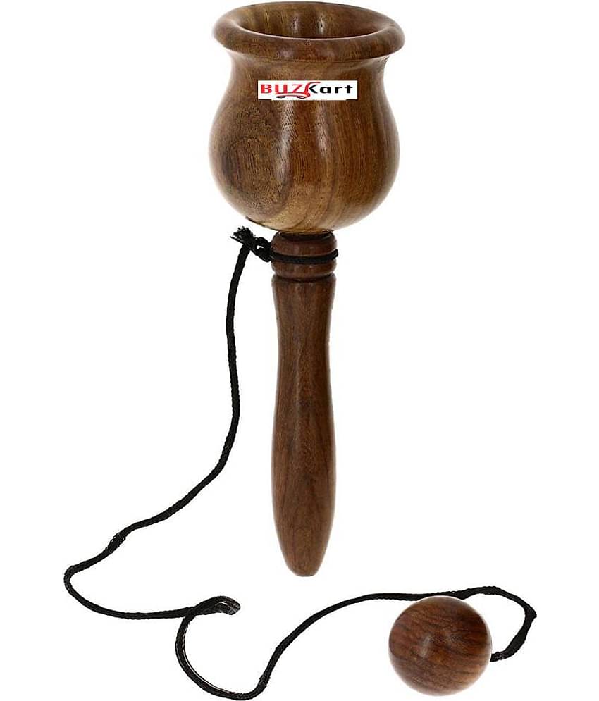 BuzyKart® Handmade Indian Toy Game Cup And Ball Kendama - Wooden Toy Game - Brain Teaser