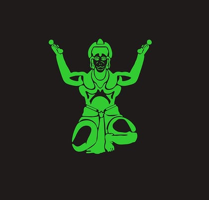DreamKraft Glow in The Dark Hanuman Ji Radium Sticker (Green, 27 cm X 31 cm)