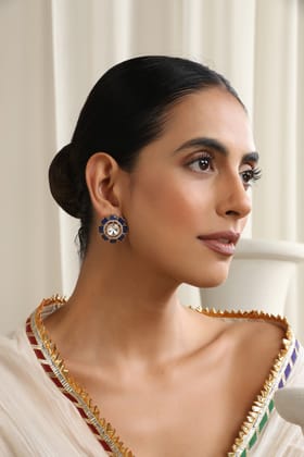 Stella Sapphire Polki Stud Earrings-Polki