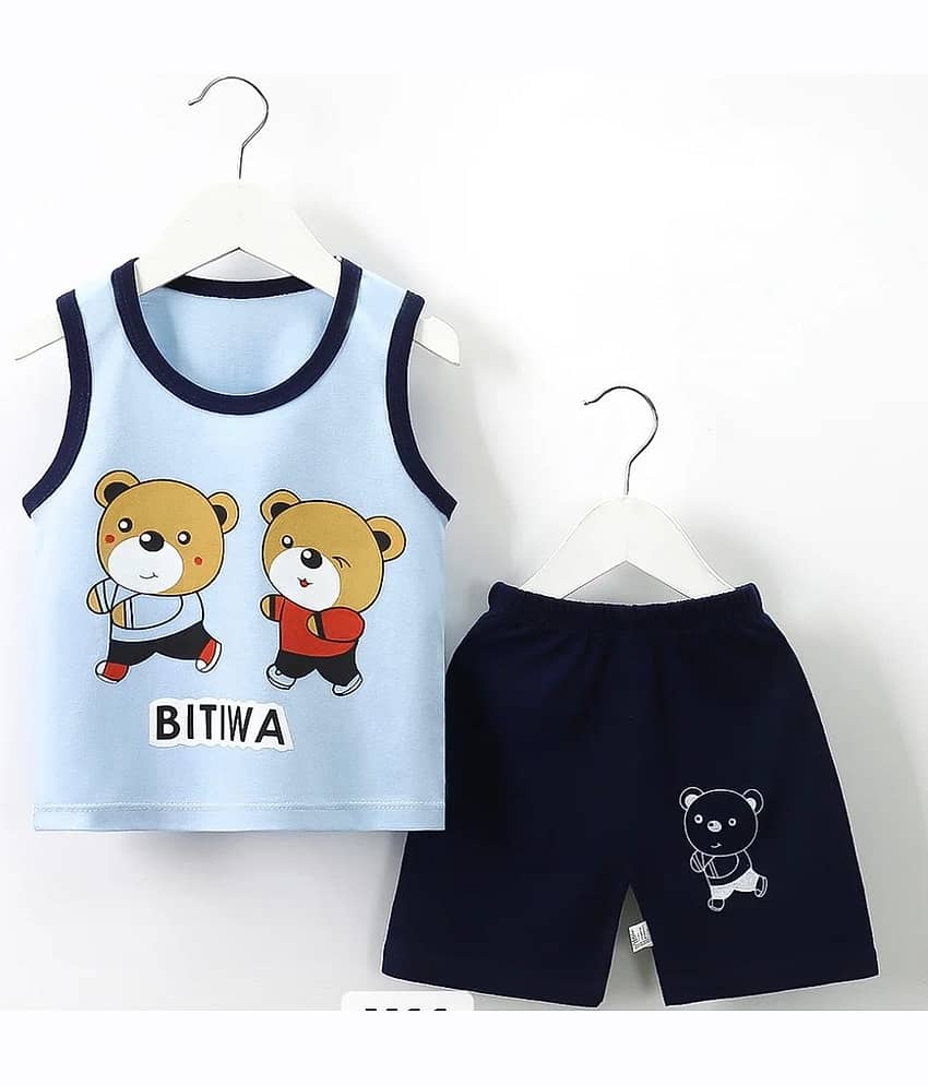 MUSNAH GARMENTS Pack of 1 Baby Boys Cotton Blend T-Shirt & Shorts ( Sea Green )