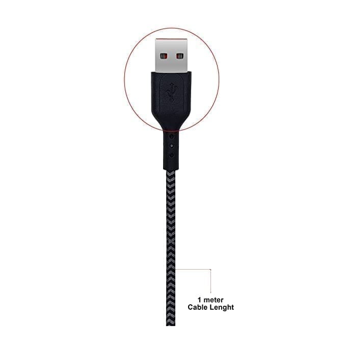 Champion USB to Micro 2.4Amp Data Sync & Charging Cable Braided 1M for all Android & Micro USB Devices (Black)