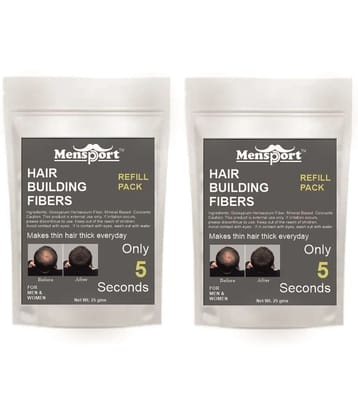 Mensport Hair Building Fiber Instant Fuller Hair Refill Pack (Black) 25 gm Pack of 2