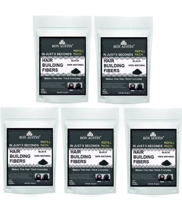 Bon Austin Hair Building Fiber Instant Fuller Hair Refill Pack (Black) 25 gm Pack of 5