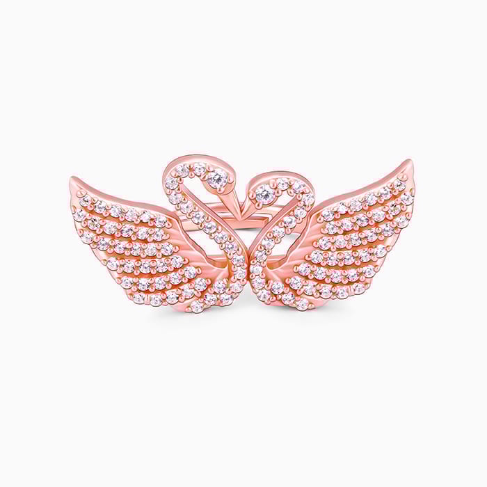 Rose Gold Swan Love Ring