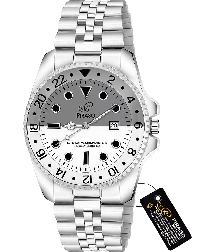 PIRASO Silver Stainless Steel Analog Men's Watch