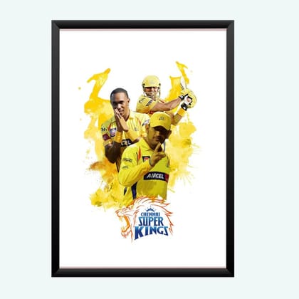 Nokkes Cricket IPL M.S Dhoni CSK Chennai Super King Team Photo Frame 8X12 Inch Size Photo Frame Photo Home Office_msd29