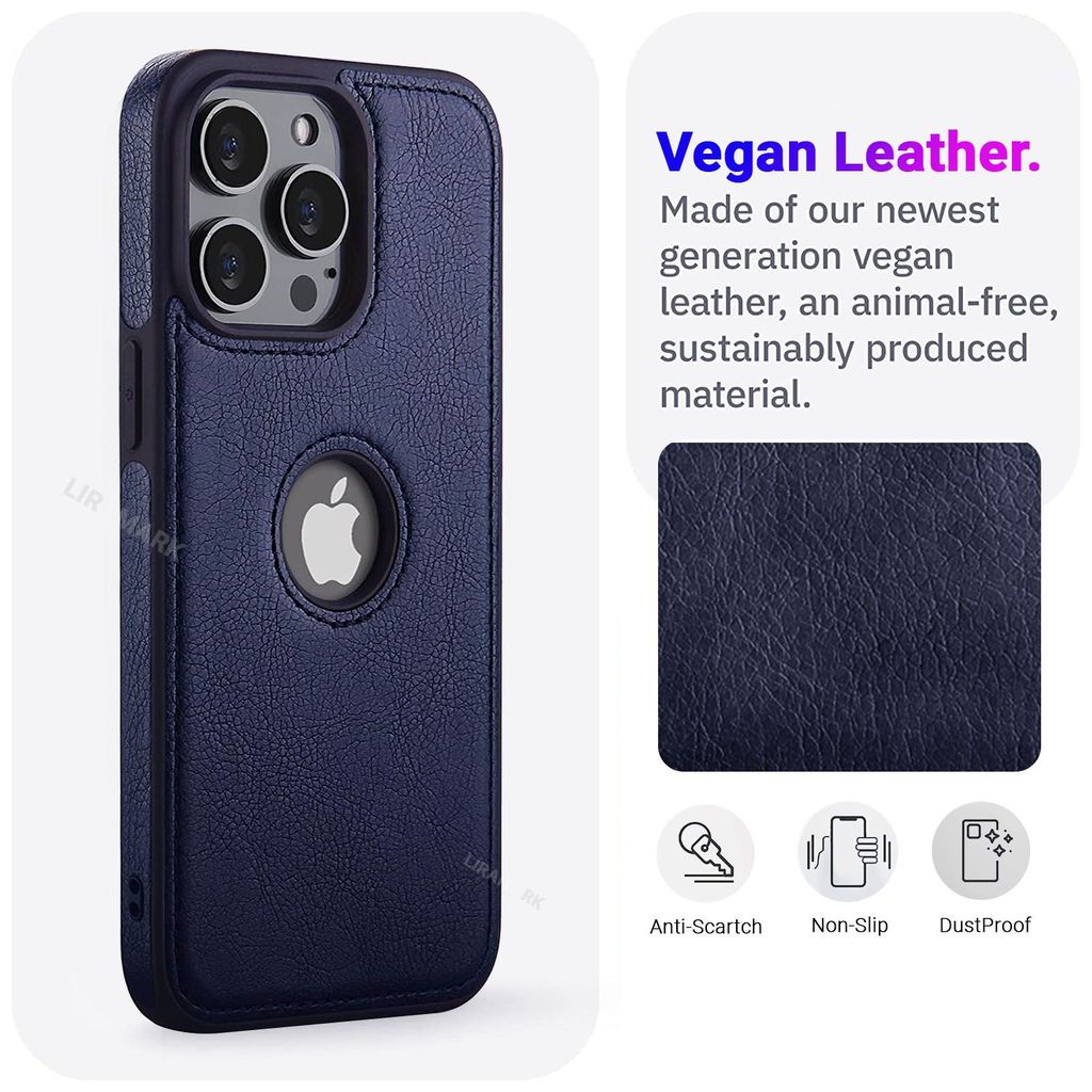 LIRAMARK PU Leather Flexible Back Cover Case Designed for iPhone 14 Pro (6.1 inch)