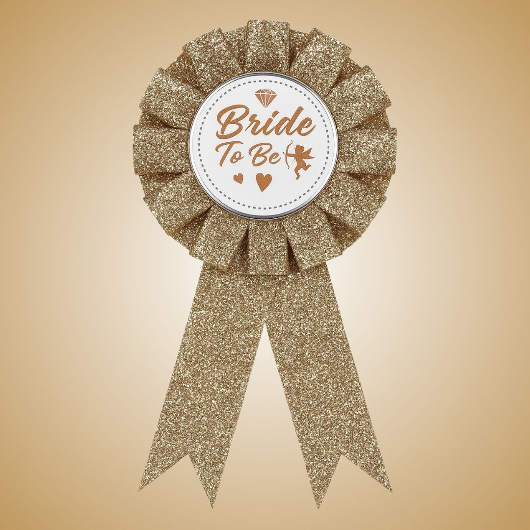 Bride To Be Award Ribbon with Gold Glitter - 1PC