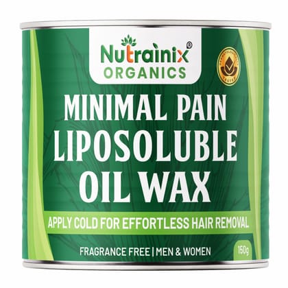 Nutrainix Organics Minimal Pain Liposoluble Oil Wax - No-Heat Required - Apply Cold For Effortless Hair Removal- 150g
