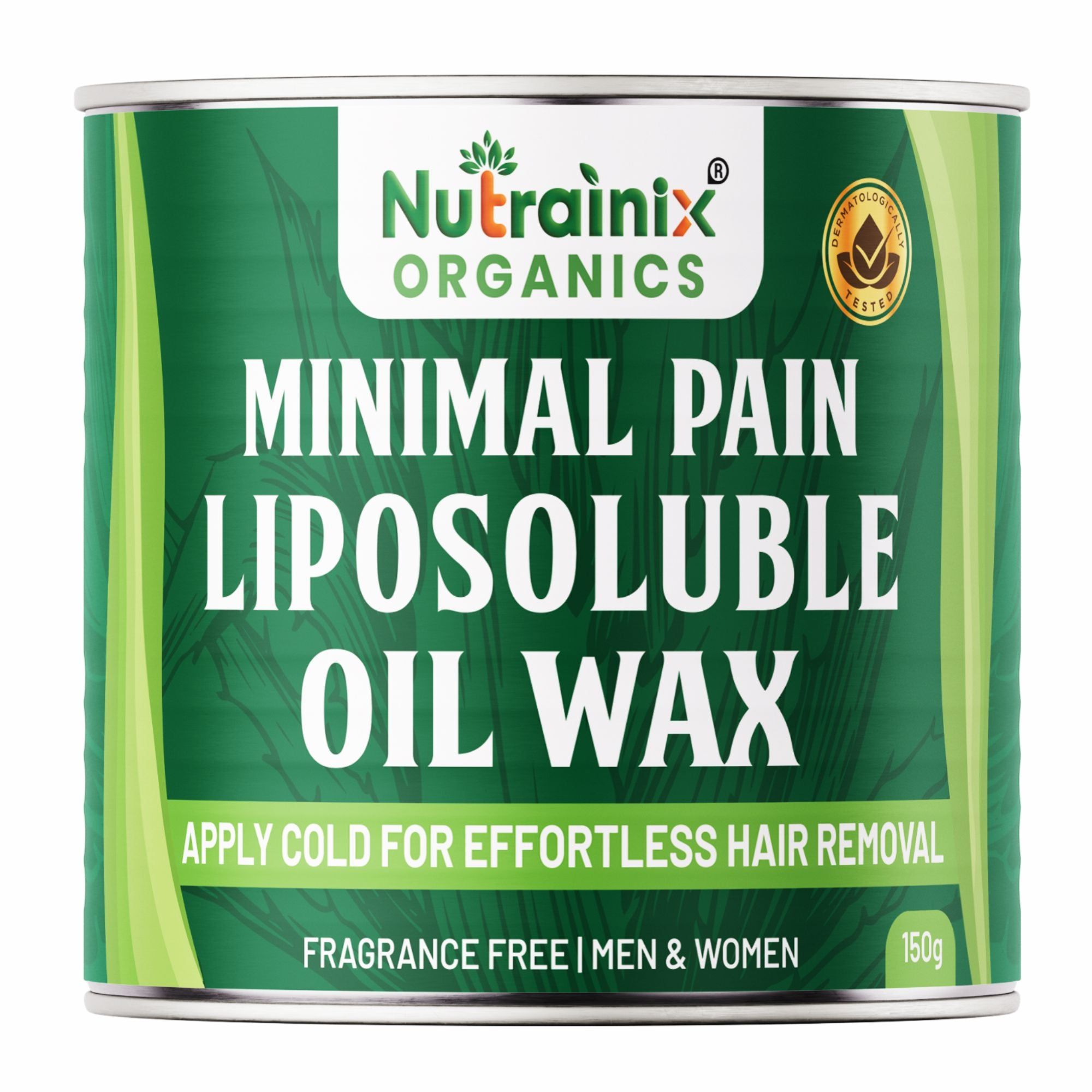 Nutrainix Organics Minimal Pain Liposoluble Oil Wax - No-Heat Required - Apply Cold For Effortless Hair Removal- 150g