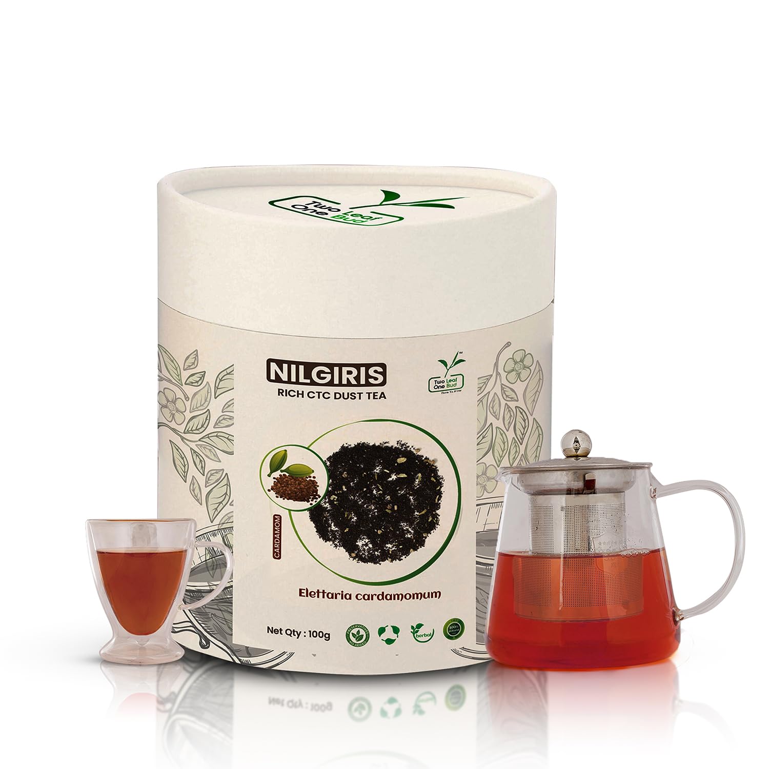 Two Dust One Bud Nilgris Rich CTC Dust Tea - Cardamom  100 Gms