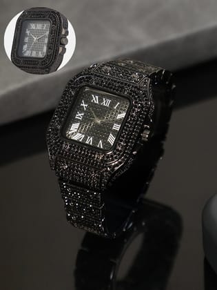 The Bijou Roman Square Watch - Midnight Black-Watches