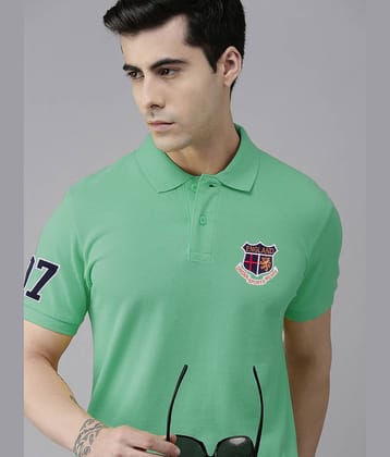 ADORATE Pack of 1 Cotton Blend Regular Fit Embroidered Half Sleeves Men's Polo T Shirt ( Turquoise )