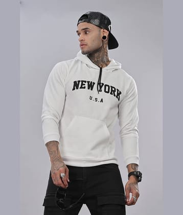 FABRIPPLE Fleece Hooded Men's Sweatshirt - White ( Pack of 1 )