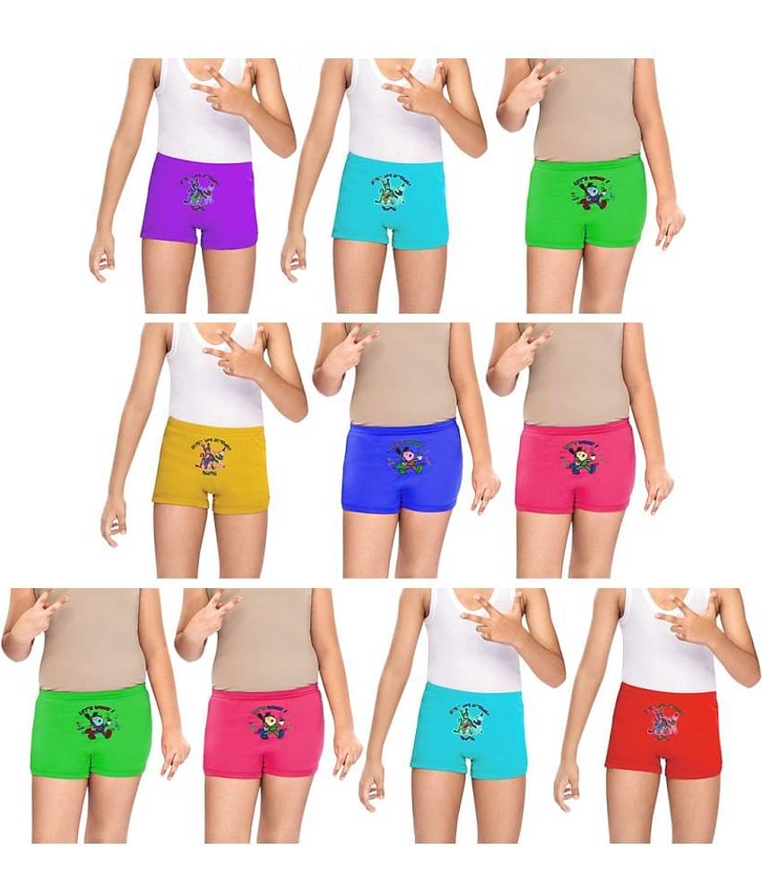 Dixcy Slimz Kiara Cotton Printed Multicolour Drawer/Bloomer/Underwear/ for Kids/Boys/Girls - Pack of 10
