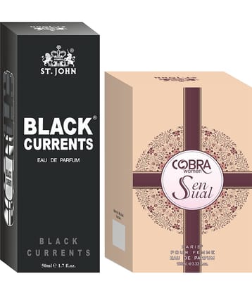 St. John - Black Current 50ml & Cobra Sensual 100ml Perfume Eau De Parfum (EDP) For Unisex 150ml ( Pack of 2 )