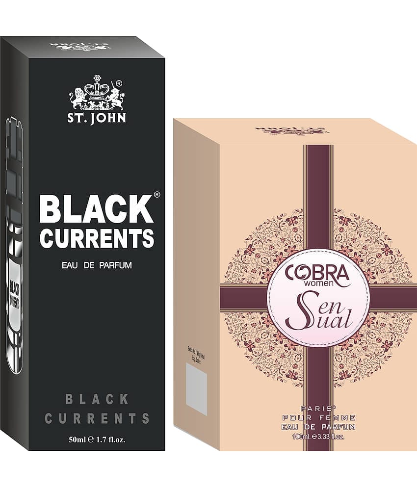 St. John - Black Current 50ml & Cobra Sensual 100ml Perfume Eau De Parfum (EDP) For Unisex 150ml ( Pack of 2 )