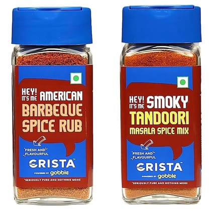 CRISTA Grill Rubs & Seasonings Combo Pack (Barbeque Spice Rub 50 gm & Tandoori Masala Spice Mix 45 gm) - Pack of 2