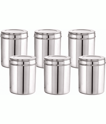 ATROCK Steel Silver Dal Container ( Set of 6 )