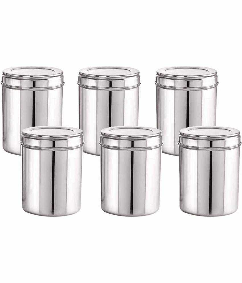 ATROCK Steel Silver Dal Container ( Set of 6 )