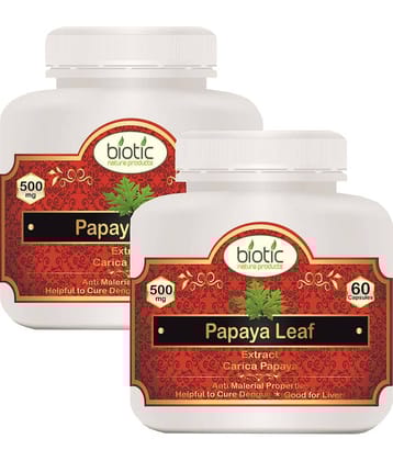 Biotic Papaya Leaf Capsules (Carica Papaya Extract) 500mg Capsule 120 no.s Pack of 2