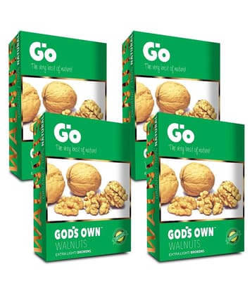 GO Organic Extra Light Broken Regular Walnuts (Akhrot) 1Kg (250gm x 4) - Without Shell