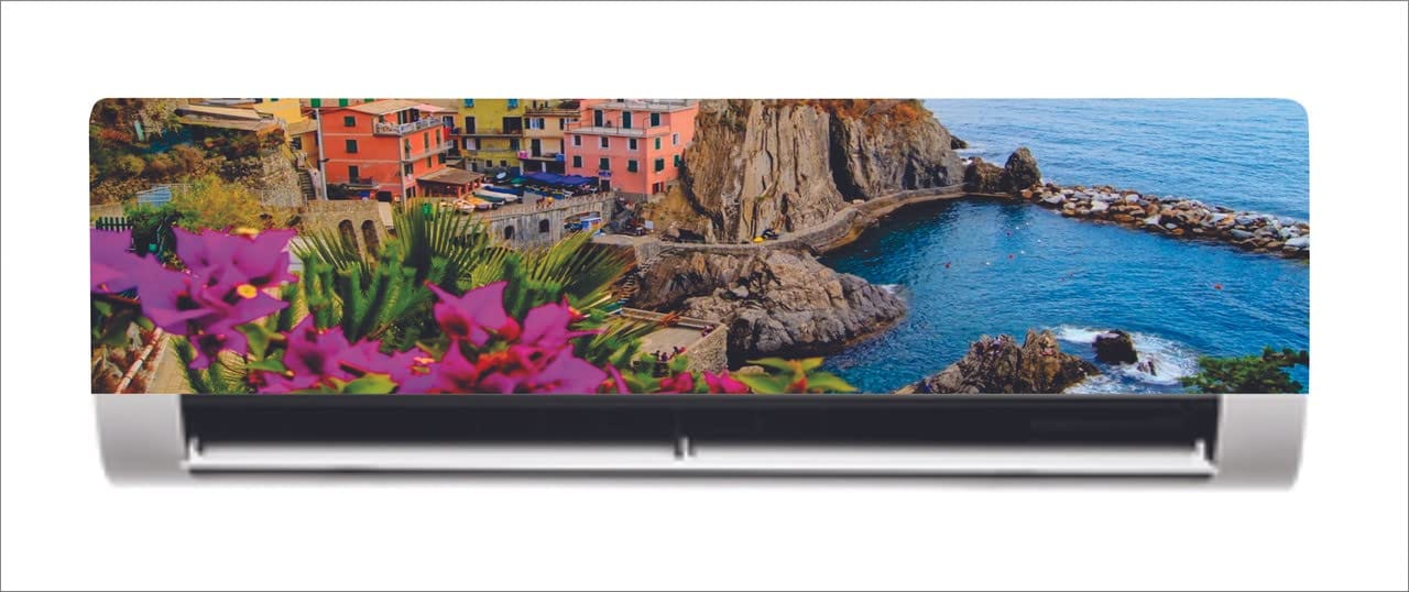 DreamKraft Beautiful 3D Decorative Flowers Leaves AC Sticker (Multicolor PVC Vinyl, 30cm X 91cm)