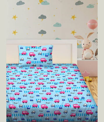 Bella Casa Cotton Single Bedsheet ( Blue )
