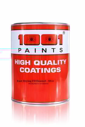 1001 Fast Drying FD Enamel Paint  FAST SET ST  7-10 Min Drying  Multi-Surface for Metal, Wood, Non-Metal & Asbestos Finish  High Gloss Industrial Quality - Silver 1 L