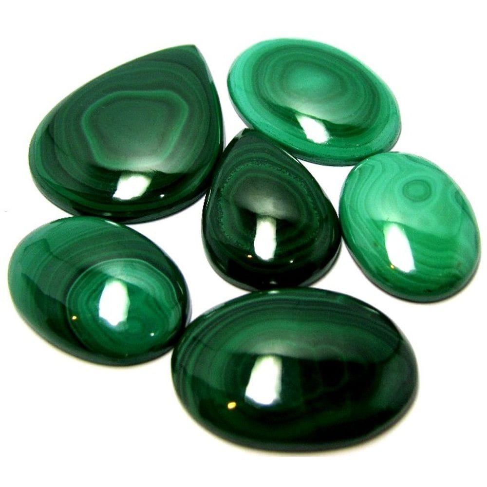 TOP Quality 366Ct 6pc Lot Natural Malachite Untreated Oval Cabochon Gemstones