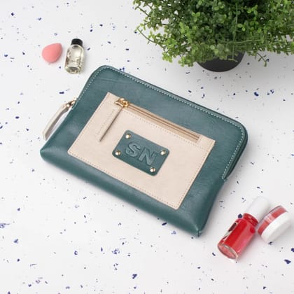 PERSONALISED UTILITY POUCH INITIALS - GREEN-Green