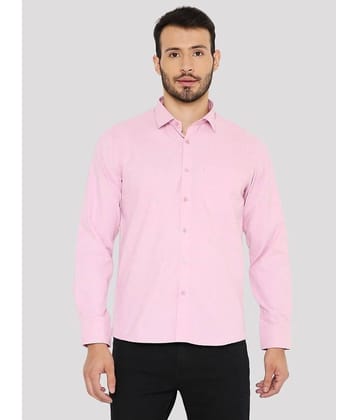 Maharaja Cotton Blend Slim Fit Solids Full Sleeves Men's Casual Shirt - Pink ( Pack of 1 )