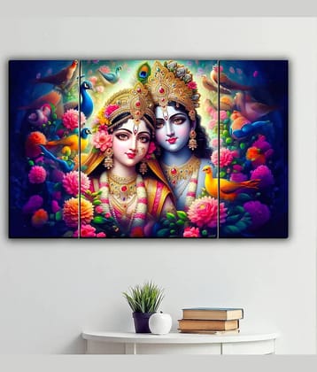SNDArt Set Of 3 Radha Krishna Wall Paintings For Wall Decor Gift Items 12 x 18 inch