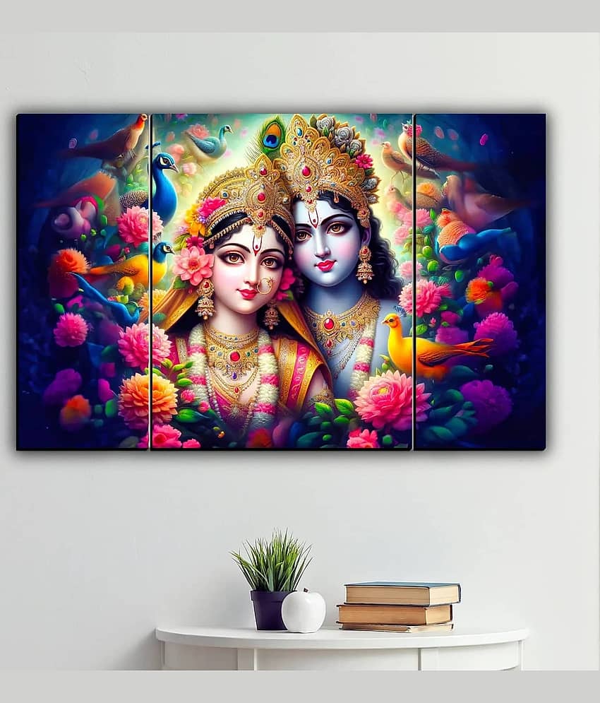 SNDArt Set Of 3 Radha Krishna Wall Paintings For Wall Decor Gift Items 12 x 18 inch