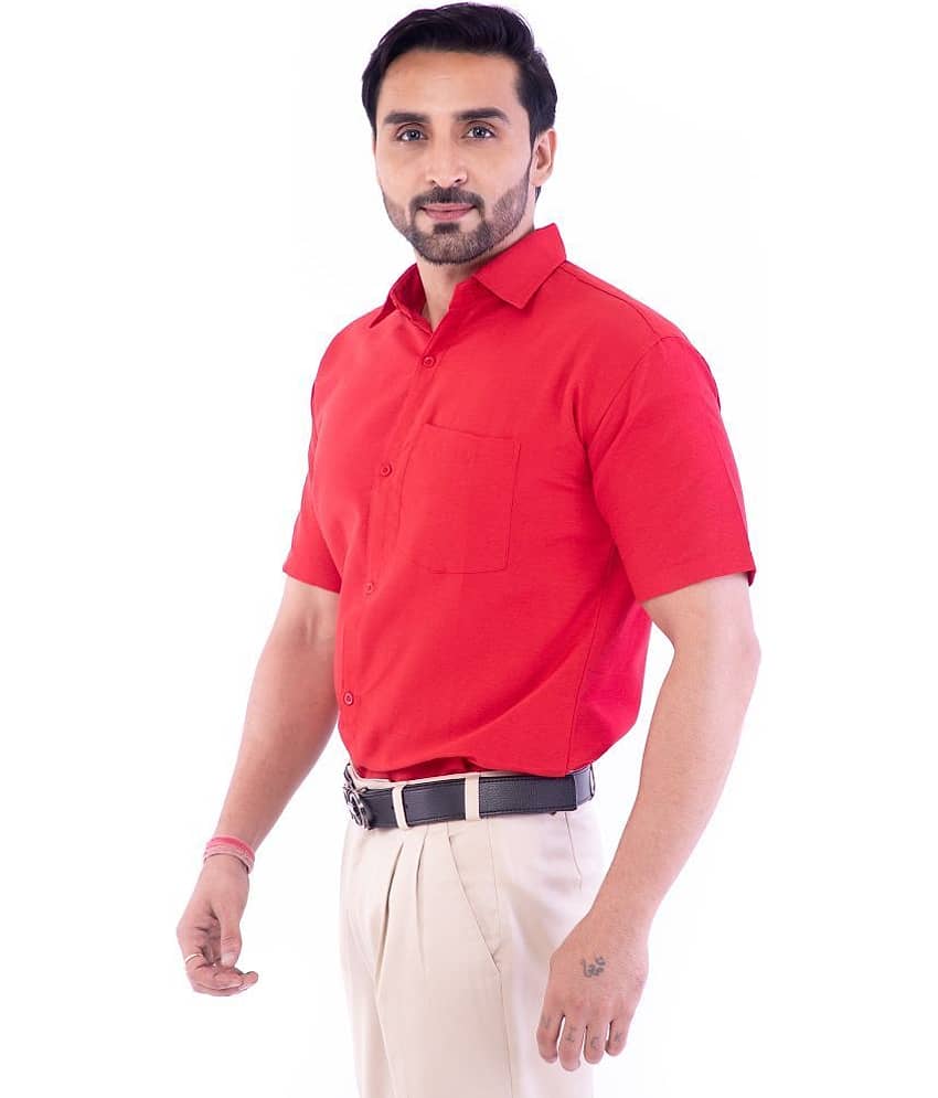 DESHBANDHU DBK Cotton Blend Regular Fit Half Sleeves Men's Formal Shirt - Red ( Pack of 1 )